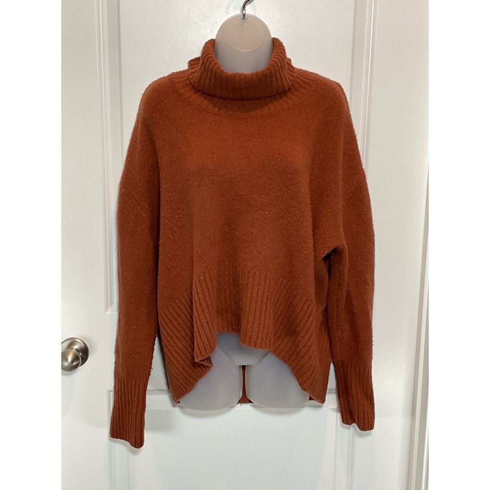 RACHEL ZOE Rust Orange Turtleneck Knit Sweater Women's Large Career Wear Mock
